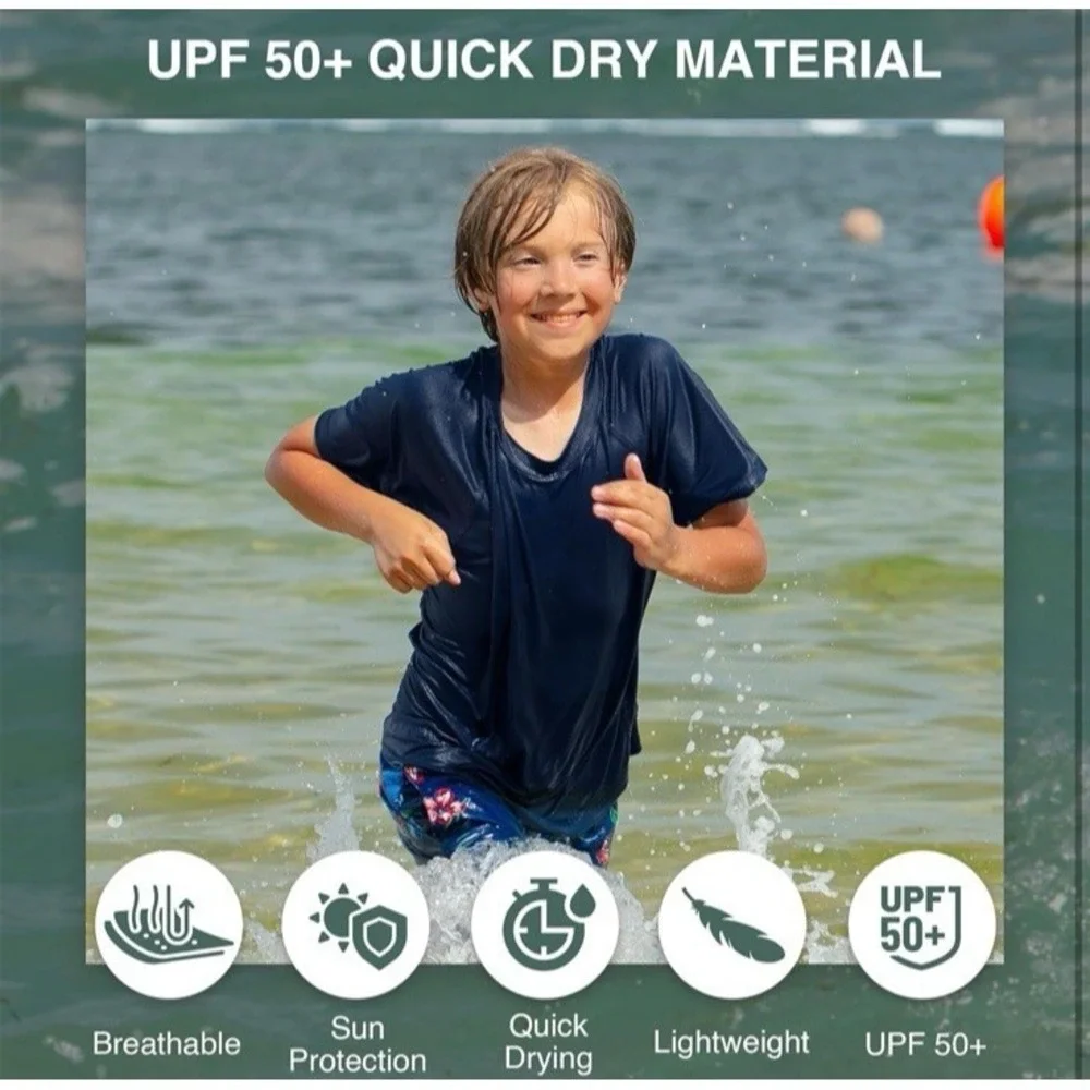 Kanu Surf Boys' Fiji UPF 50+ Sun Protective Rashguard Navy Blue Size S (8)